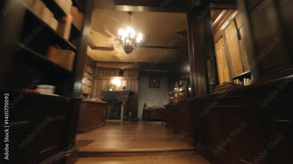 Poster Flying Through a Historic University Library With Intricate Details Generative AI