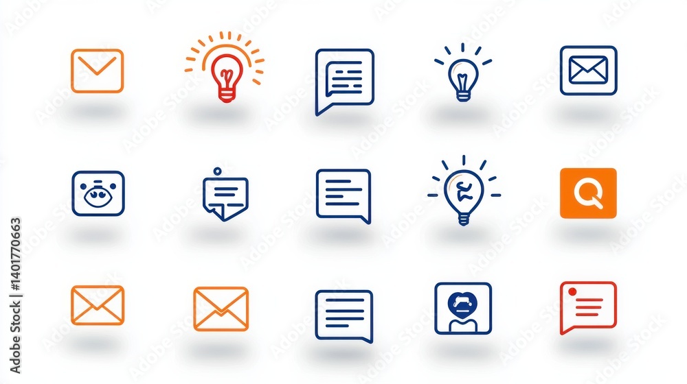 Aufkleber a collection of fifteen diverse outline icons representing testimonials client reviews and related c