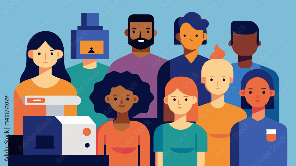 Poster global 3d printing community a diverse group of people from different backgrounds gathered around mu