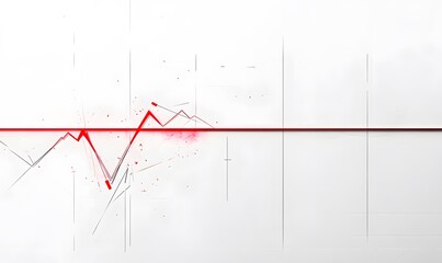 Obraz premium Stylized red line chart with upward and downward movements, ideal for visualizing market trends, trading insights, and economic risk representation 