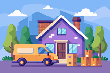 A delivery van with parcel