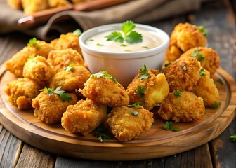 Golden Crispy Chicken Bites with Dip