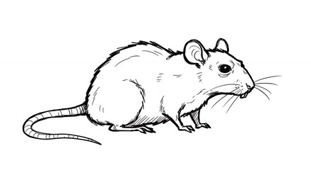 Detailed line drawing of a rat