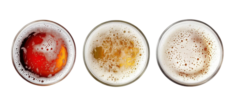 beer glasses top view, different types of beer