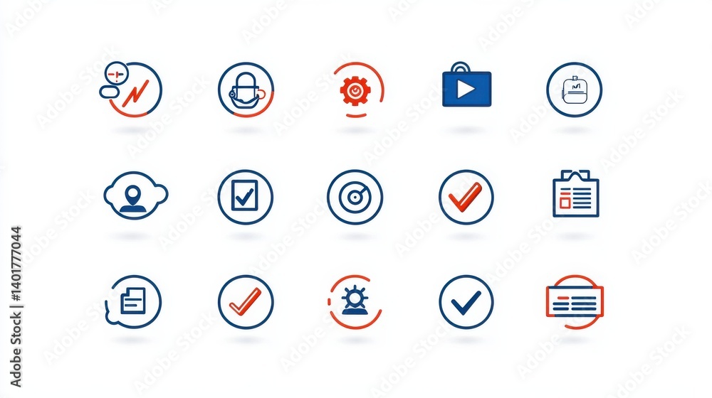 Poster a minimalist collection of 15 versatile icons representing various elements of online marketing incl