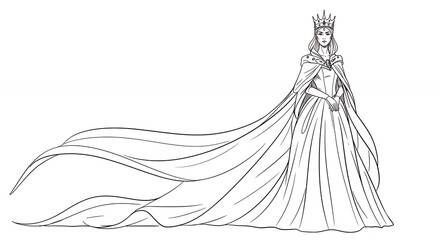Elegant queen monochrome illustration