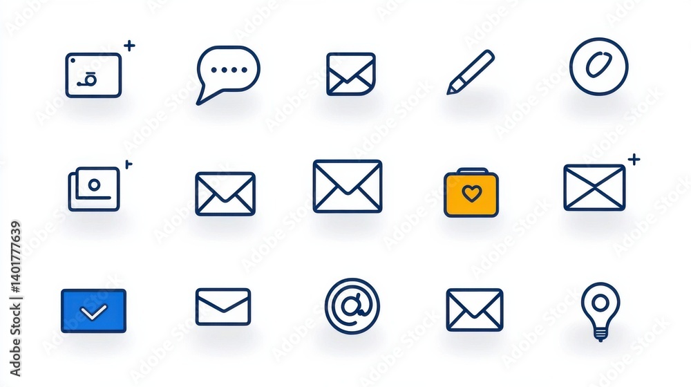 Poster a collection of minimalist outline icons representing various email and messaging functions includin