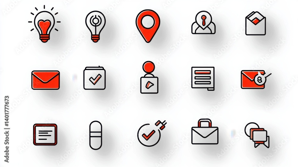 Poster a set of simple monochrome icons depicting different aspects of employee benefits and workplace reso