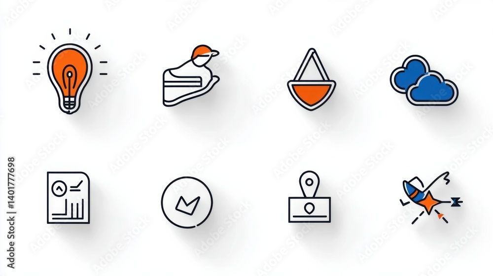 Poster a collection of simple minimalist outline icons representing various employee benefits and support s