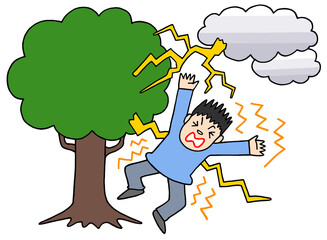 災害のイラスト - 雷・落雷・側撃雷・感電・気象災害