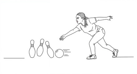 Bowling player aiming to strike against pins  