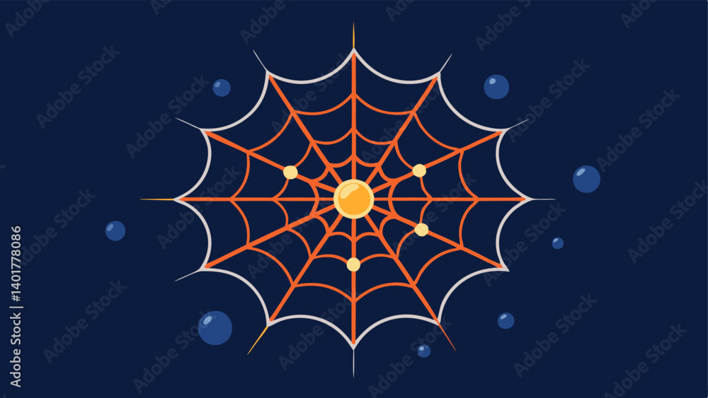 Poster collagen web create an image of a spider web made of collagen fibers with exosomes represented as ti
