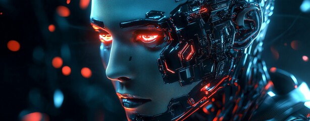 Robot Elegant woman with glamorous makeup and stylish hair in a nightclub illustration