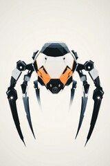 Black cyborg dj robot head with headphones music illustration