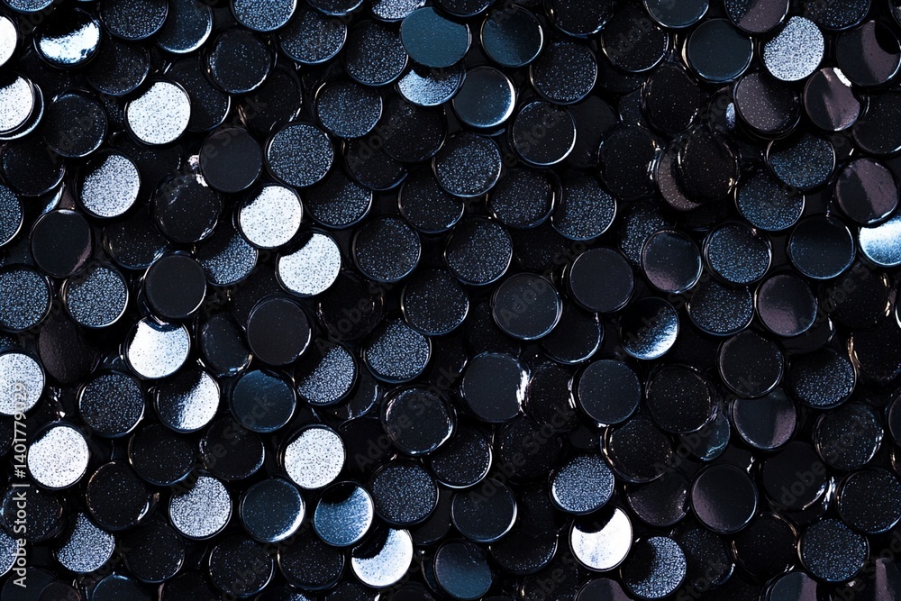 Poster aggregate of dark circular discs with textural variation
