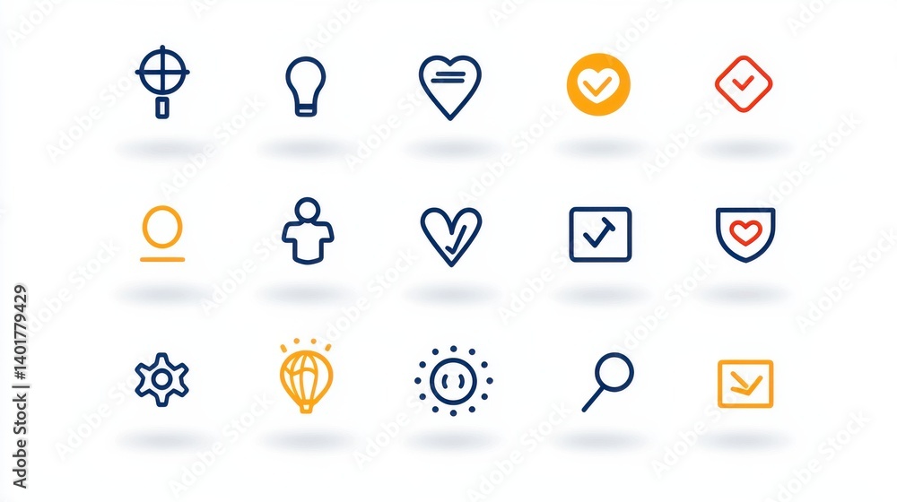 Poster a set of minimalist icons representing various aspects of teamwork including connection growth suppo