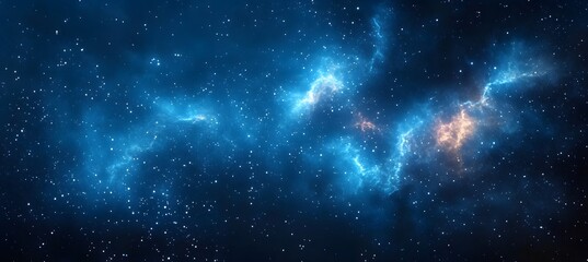 Obraz premium Detailed view of a stunning blue galaxy filled with sparkling stars against a deep black background, showcasing cosmic beauty and outer space mystery 