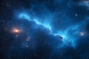 Vivid blue galaxy scene with bright stars on black backdrop, perfect for science fiction, astronomy visuals, space backgrounds, or digital artwork
