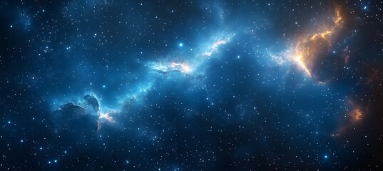Vivid blue galaxy scene with bright stars on black backdrop, perfect for science fiction, astronomy visuals, space backgrounds, or digital artwork
