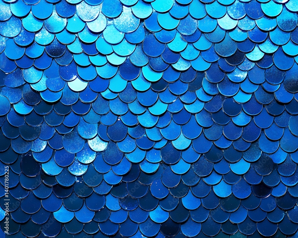 Poster blue sequin scale pattern texture