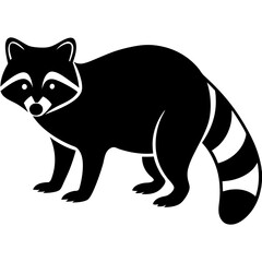 Cute black raccoon cartoon vector illustration with playful design