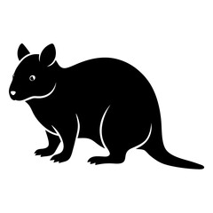 Quokka silhouette vector isolated on white background