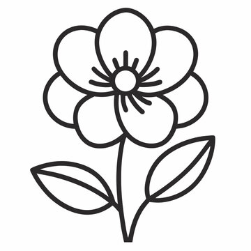 black outline flower on stem clip art preview