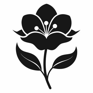 black flower blossom stem leaves clip art preview