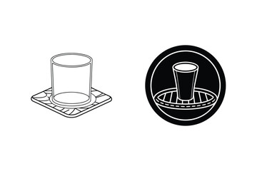 Minimalist Line Art Illustration Featuring Glass And Coaster Designs For Drinkware And Tableware