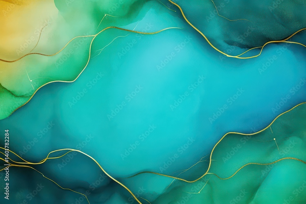 Poster beautiful abstract watercolor background featuring elegant gold lines creating a harmonious blend of
