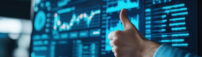 Individual Analyzing Financial Data on a Digital Screen Featuring Stock Market Trends with a Focus on Investment and Economic Insights and Strategies