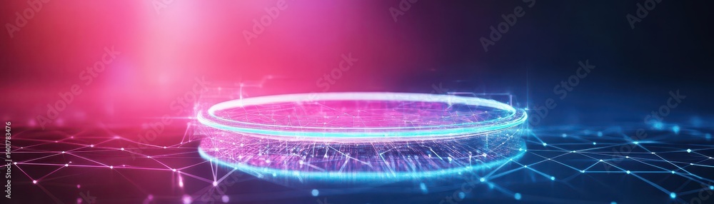 Poster futuristic innovative device with radiant light emitting a soft glow in a contemporary setting creat