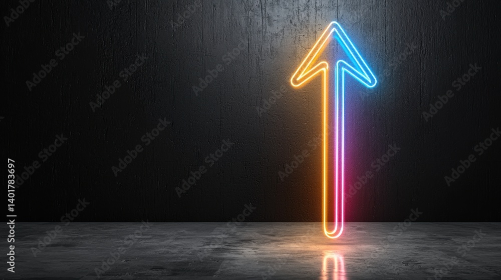 Aufkleber a neon arrow shaped light source illuminates the dark space glowing with a vibrant rainbow gradient 