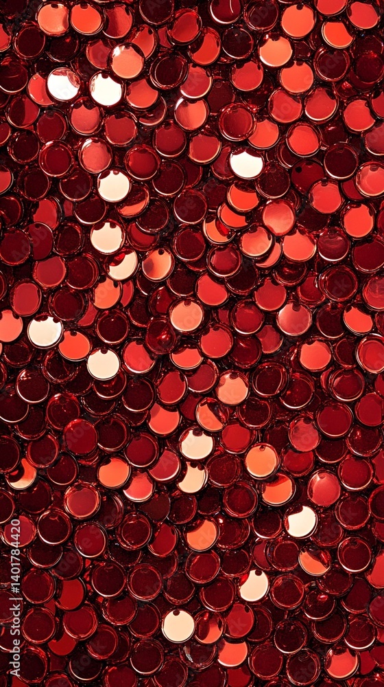 Poster dense aggregation of red metallic sequins