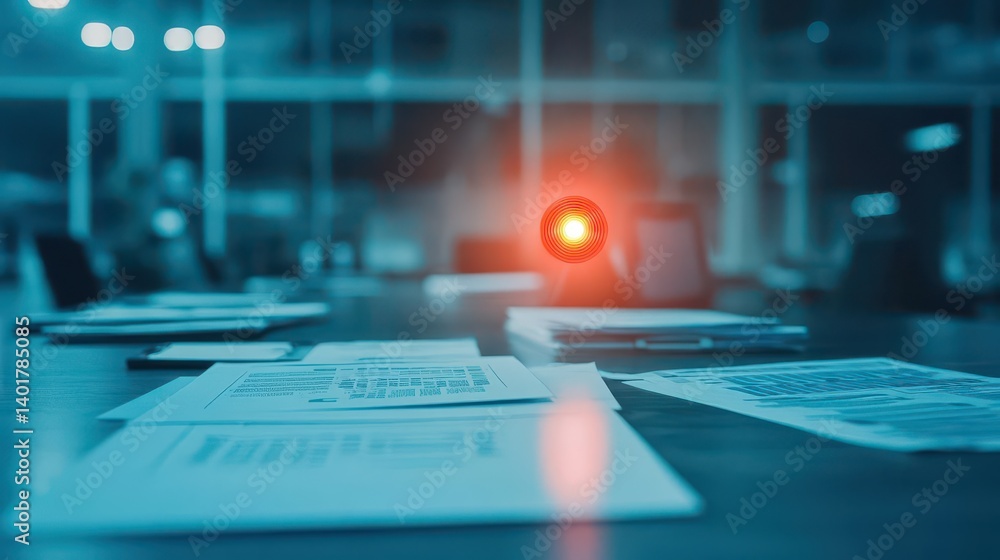 Poster a bright idea unfolds on a table covered with papers and a glowing light bulb signifying creativity 