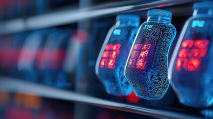 Vibrant bottled beverages retail store product photography urban environment close-up view refreshing concept