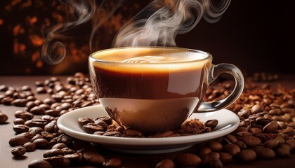 cup of coffee with beans