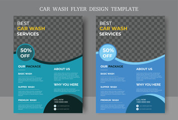 Modern car wash creative professional shop, service, rent, repair, transport, unique, vehicle, auto, discount, garage elegant, stylish, eye catching, a4 print ready flyer brochure bundle template