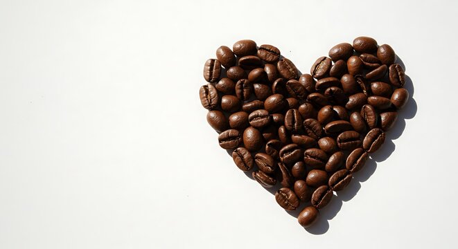 Coffee beans in heart shape - love for coffee - coffee shop promotion or social media. - Powered by Adobe