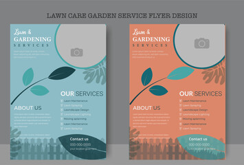 lawn & garden flyer design template landscaping services Tree and gardening service poster leaflet design. lawnmower flyer. Lawn care social media post promotion template design