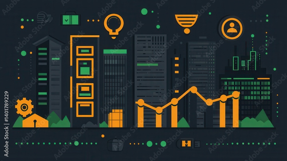 Poster a set of 15 minimalist outline icons depicting various elements of corporate legal graphs charts dat
