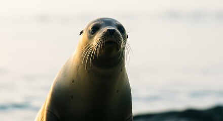 Close-up shot of a harbor seal - curiosity and awareness - wildlife documentaries or marine life websites