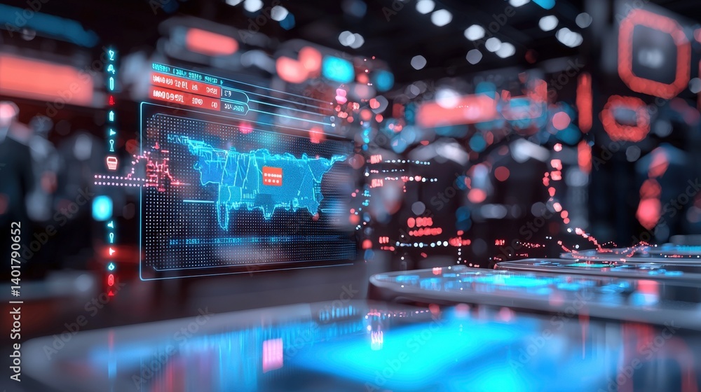 Poster data visualization in modern technology digital workspace infographic virtual environment close-up i