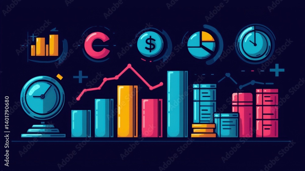 Poster a visually appealing dashboard showcasing various data visualization elements including charts graph
