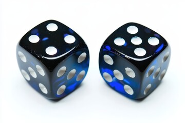 Two black dice with silver dots