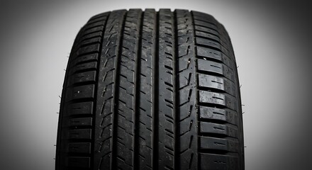 Automotive tire tread texture in grayscale, suggesting road grip and safety, suitable for articles on vehicles