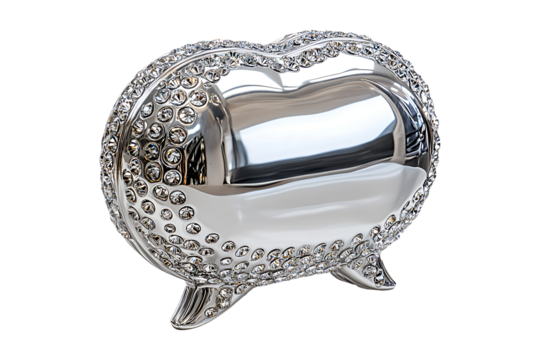 Speech bubble material jewelry chrome silver isolated on transparent background
