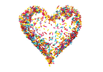 heart made of colorful sprinkles on white background