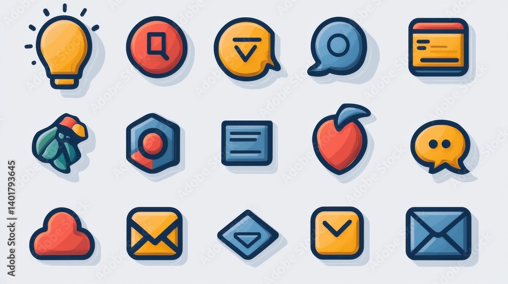 Poster a collection of 15 minimalist outline icons that symbolize various aspects of team productivity tool