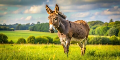Majestic Poitou Donkey:  Large Breed Donkey Photo, Poitou Esel, Equus Asinus, French Donkey, Gray Donkey, Donkey Portrait